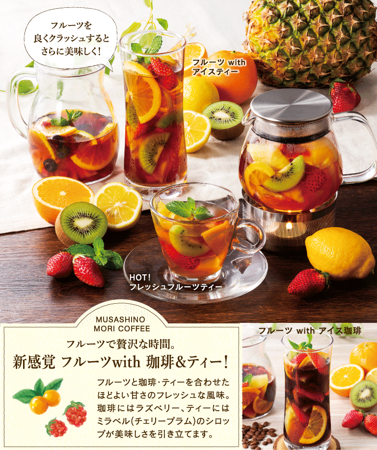 Fruit with Coffee & Tea Fruit with Ice Coffee Fruit with Ice tea HOT! Fresh Fruit Tea