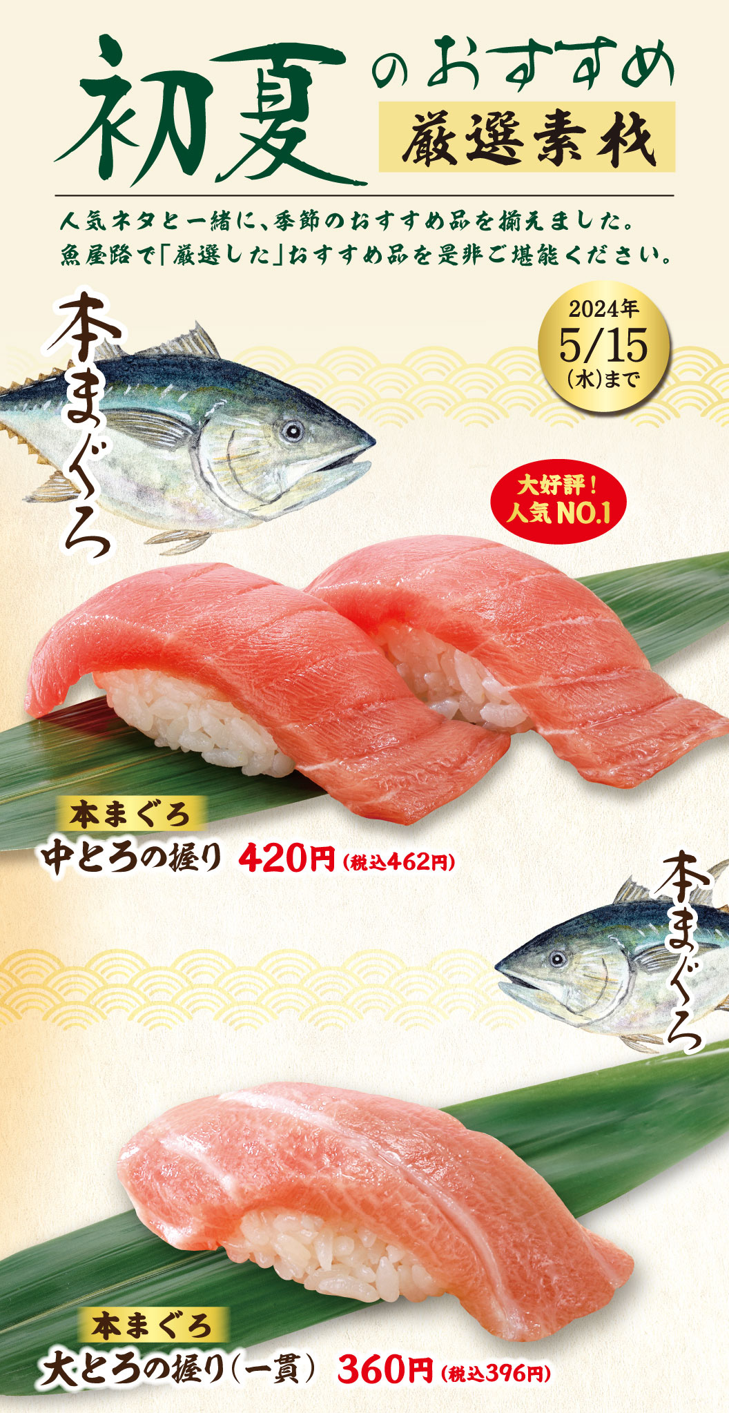 Honmaguro medium fatty tuna nigiri, Honmaguro nigiri (1 piece)