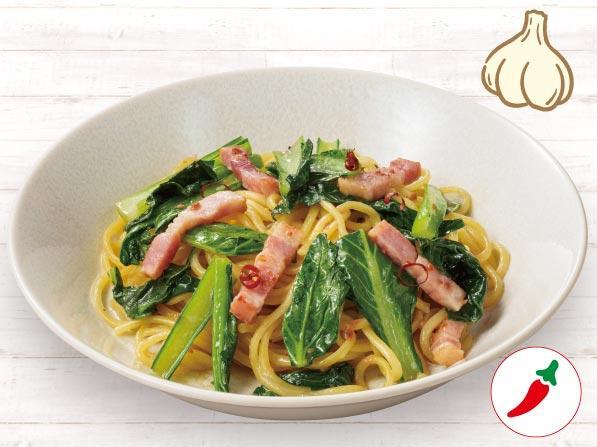 Green Vegetable and Bacon Spaghetti Peperoncino | Pasta | Grazie