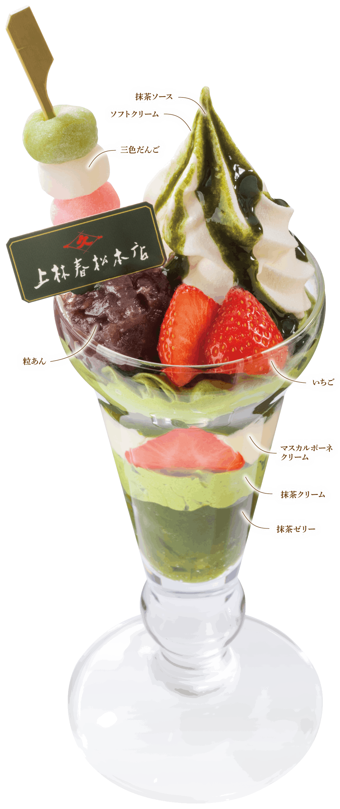 宇治抹茶といちごの和風パフェ