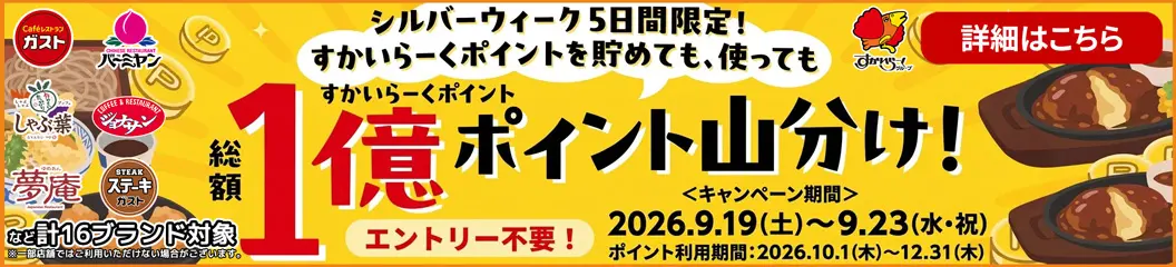 Skylark（すかいらーく）Points 100 Million Points Giveaway Campaign