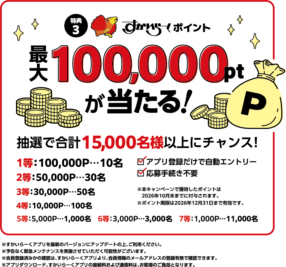 最大100,000ptが当たる！