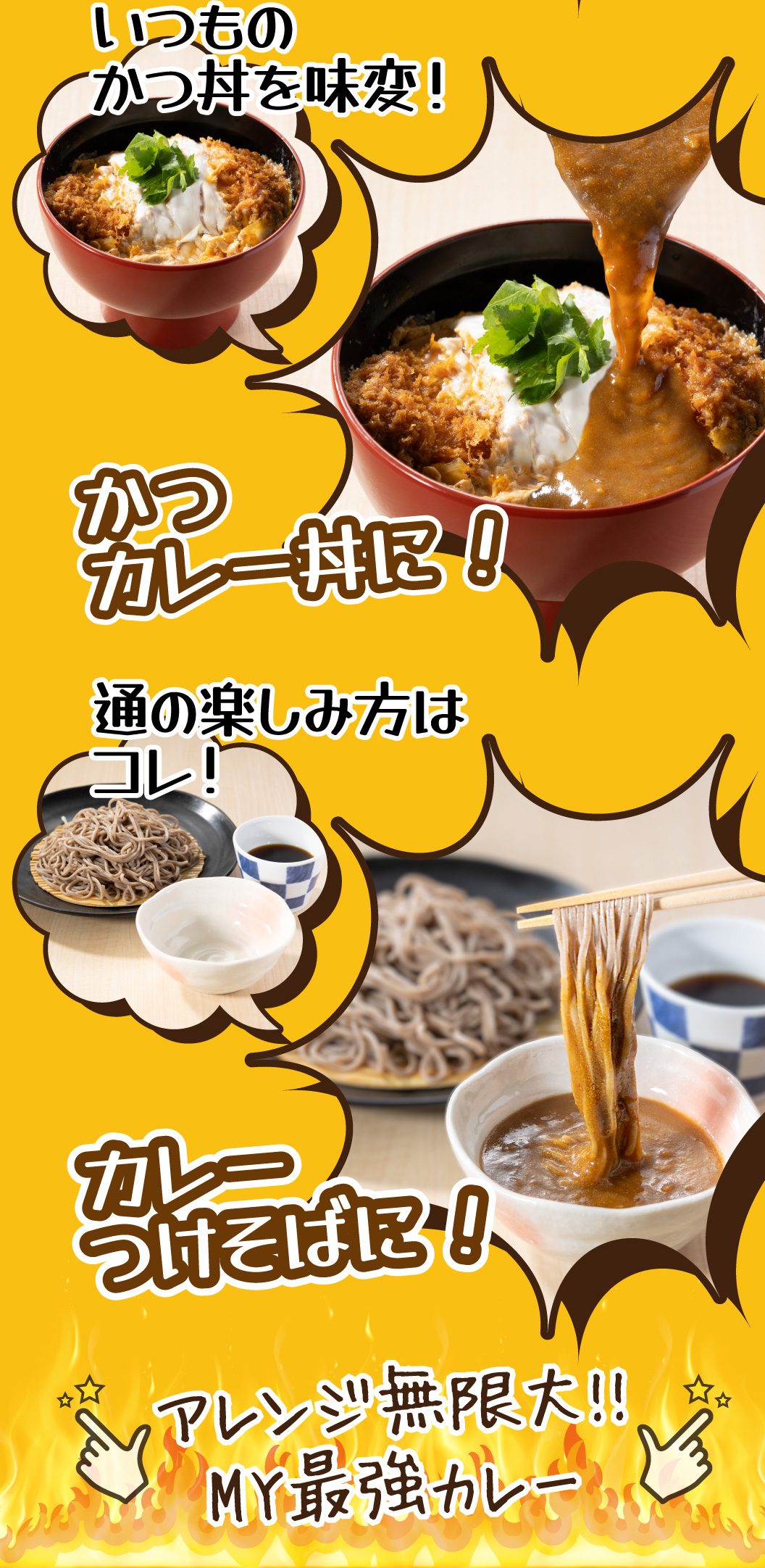 かつカレー丼に！ カレーつけそばに！