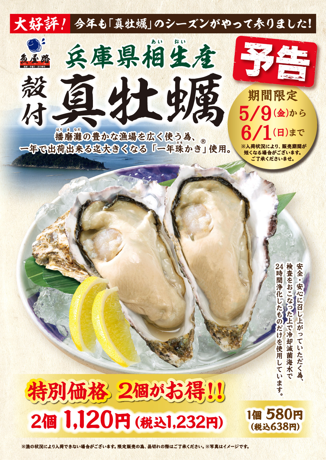 兵庫県相生産 殻付真牡蠣
