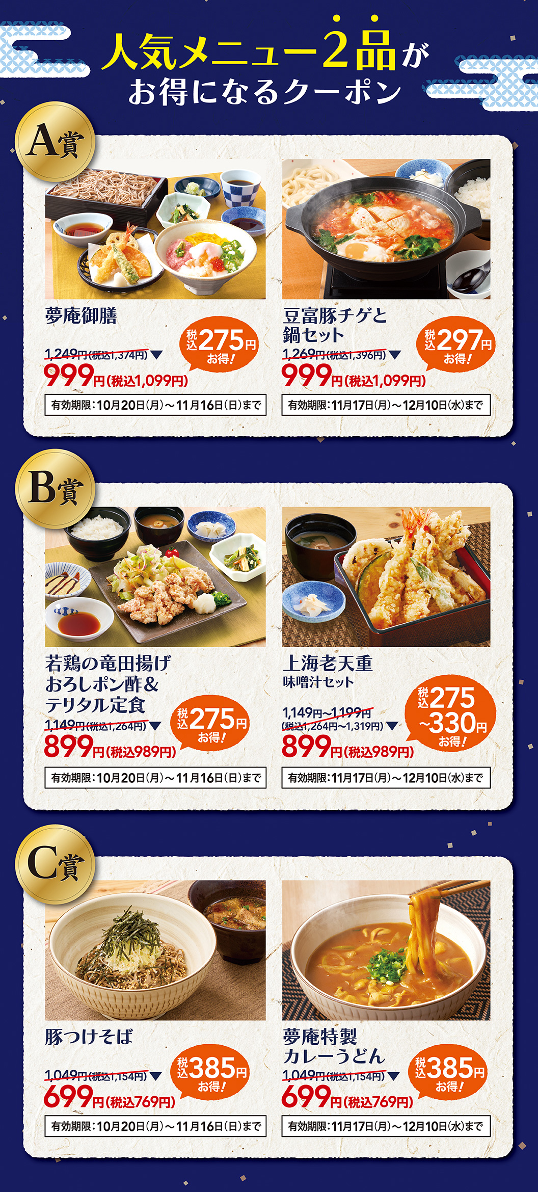 特賞　A賞　B賞　C賞