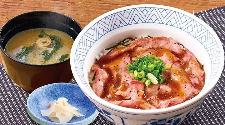 赤身ローストビーフ丼味噌汁セット | ランチ丼／定食 |夢庵｜和食